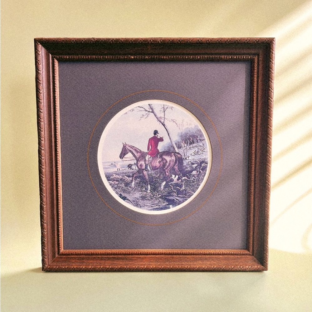 Fox Hunting Art Print with Wood Frame